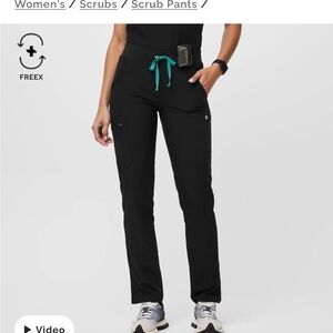 Figs Black Yola FreeX lined Straight Leg Scrub Pants